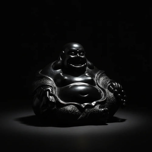 Luxury handcrafted black ceramic Buddha statue, artisan sculptural decor in PROSPERA style