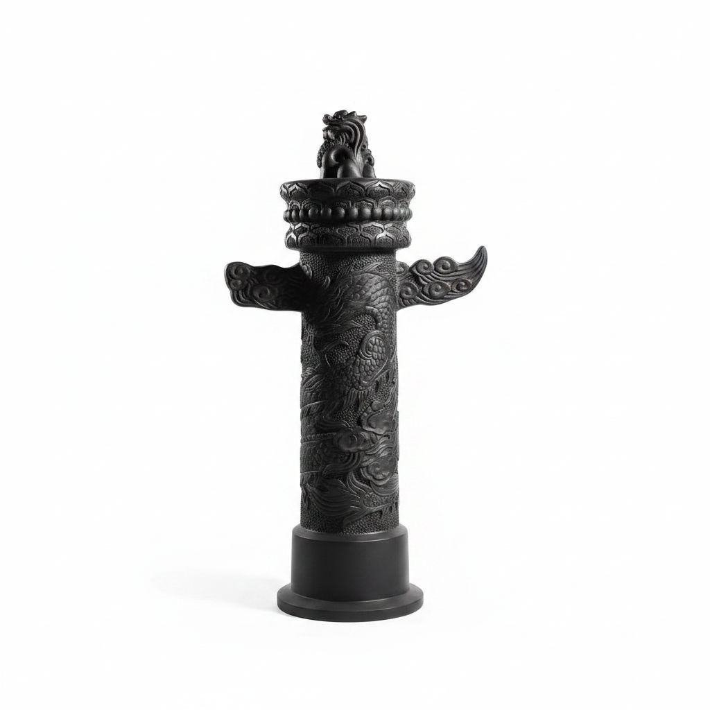 Black ceramic dragon sculpture handcrafted luxury art piece - PROSPERA ICH artisan decor