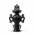 Black Ceramic Dragon Vase - White Background
