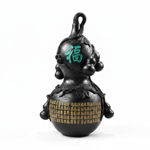 lack ceramic floating cloud gourd ornament handcrafted - PROSPERA auspicious luxury decor