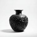 Black Ceramic Vase Handcrafted Pottery Jar | Dragon Pattern Black Pottery Art | PROSPERA