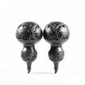 Black ceramic dragon vase handcrafted with intricate dragon carvings - PROSPERA luxury sculpture